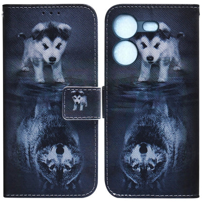 Coloured Drawing Flip Leather Phone Case, For Tecno Pova 5