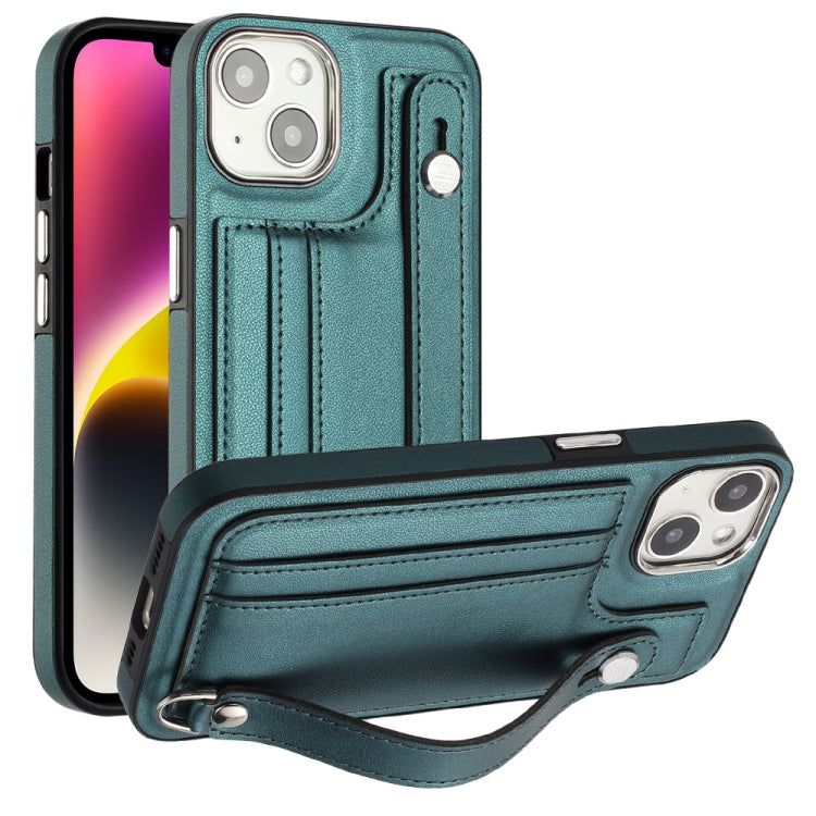 Shockproof Leather Phone Case with Wrist Strap, For iPhone 13, For iPhone 13 Pro, For iPhone 13 Pro Max, For iPhone 12 / 12 Pro
