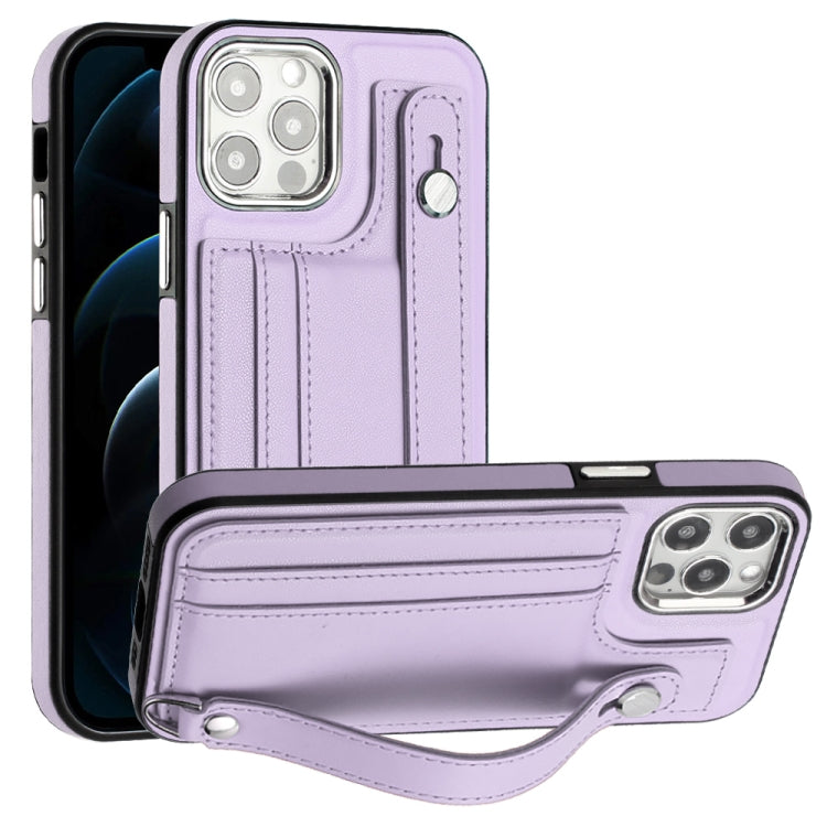 Shockproof Leather Phone Case with Wrist Strap, For iPhone 13, For iPhone 13 Pro, For iPhone 13 Pro Max, For iPhone 12 / 12 Pro