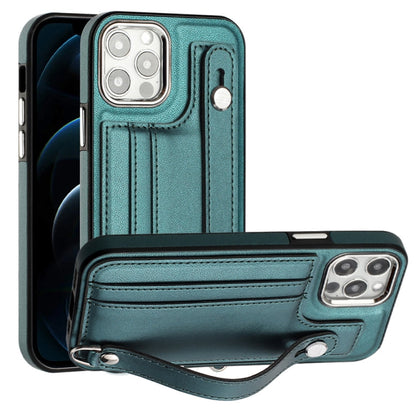 Shockproof Leather Phone Case with Wrist Strap, For iPhone 13, For iPhone 13 Pro, For iPhone 13 Pro Max, For iPhone 12 / 12 Pro