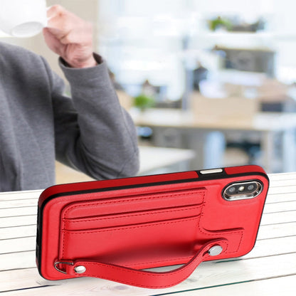 Shockproof Leather Phone Case with Wrist Strap, For iPhone XS Max, For iPhone XR, For iPhone X / XS, For iPhone SE 2022/SE 2020/6/7/8
