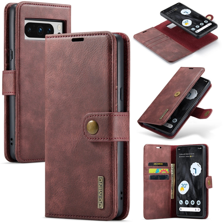DG.MING Crazy Horse Texture Detachable Magnetic Leather Phone Case, For Google Pixel 10a, For Google Pixel 9a, For Google Pixel 8a, For Google Pixel 8 Pro