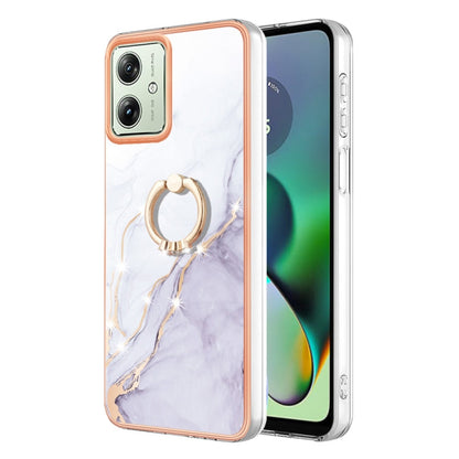 Electroplating Marble IMD TPU Phone Case with Ring Holder, For Motorola Moto G04 4G / G24 4G, For Motorola Moto G34, For Motorola Moto G84, For Motorola Moto G54