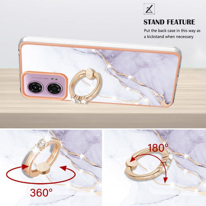 Electroplating Marble IMD TPU Phone Case with Ring Holder, For Motorola Moto G04 4G / G24 4G, For Motorola Moto G34, For Motorola Moto G84, For Motorola Moto G54