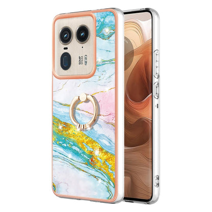 Electroplating Marble IMD TPU Phone Case with Ring Holder, For Motorola Moto G85, For Motorola Edge 50 Ultra, For Motorola Edge 50 Pro, For Motorola Edge 50 Fusion