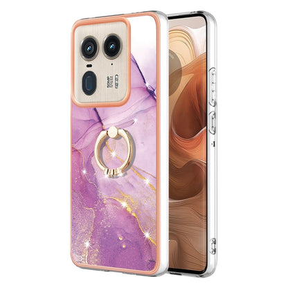 Electroplating Marble IMD TPU Phone Case with Ring Holder, For Motorola Moto G85, For Motorola Edge 50 Ultra, For Motorola Edge 50 Pro, For Motorola Edge 50 Fusion