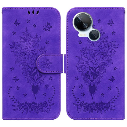 Butterfly Rose Embossed Leather Phone Case, For Tecno Camon 20 Pro 4G, For Tecno Pova 5, For Tecno Spark 10 5G, For Tecno Spark 10 Pro