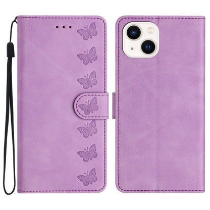 Seven Butterflies Embossed Leather Phone Case, For iPhone 13 mini, For iPhone 12, For iPhone 12 Pro Max, For iPhone 12 Pro