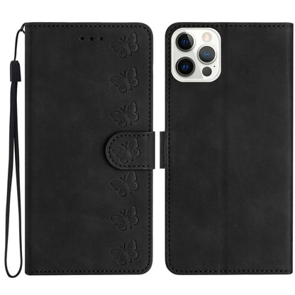Seven Butterflies Embossed Leather Phone Case, For iPhone 16, For iPhone 15 Pro Max, For iPhone 15 Pro, For iPhone 15 Plus