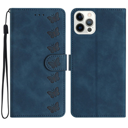 Seven Butterflies Embossed Leather Phone Case, For iPhone 16, For iPhone 15 Pro Max, For iPhone 15 Pro, For iPhone 15 Plus