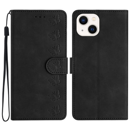 Seven Butterflies Embossed Leather Phone Case, For iPhone 15, For iPhone 14 Plus, For iPhone 14, For iPhone 14 Pro