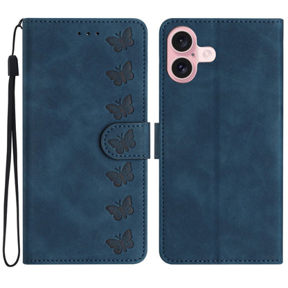 Seven Butterflies Embossed Leather Phone Case, For iPhone 16, For iPhone 15 Pro Max, For iPhone 15 Pro, For iPhone 15 Plus