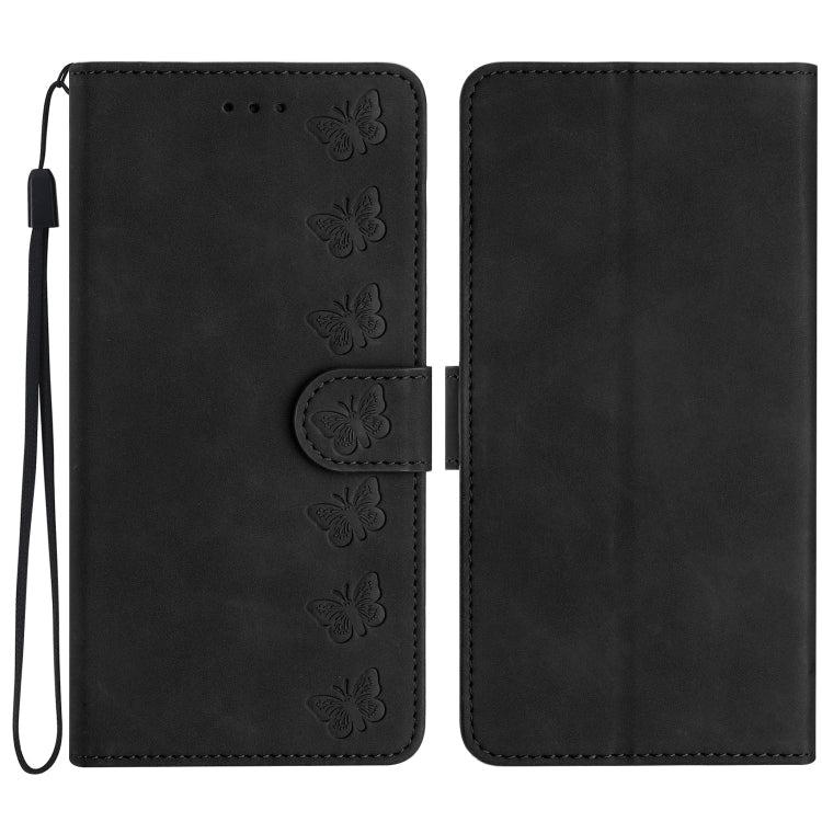 Seven Butterflies Embossed Leather Phone Case, For iPhone Air, For iPhone 16 Pro Max, For iPhone 16 Pro, For iPhone 16 Plus