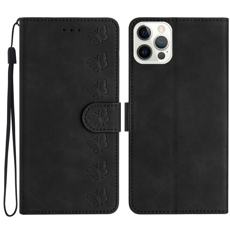 Seven Butterflies Embossed Leather Phone Case, For iPhone Air, For iPhone 16 Pro Max, For iPhone 16 Pro, For iPhone 16 Plus