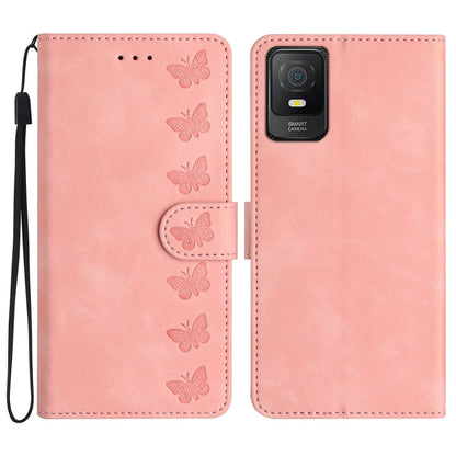 Seven Butterflies Embossed Leather Phone Case, For TCL 40 SE, For TCL 405 / 406 / 408