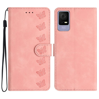 Seven Butterflies Embossed Leather Phone Case, For TCL 40 SE, For TCL 405 / 406 / 408