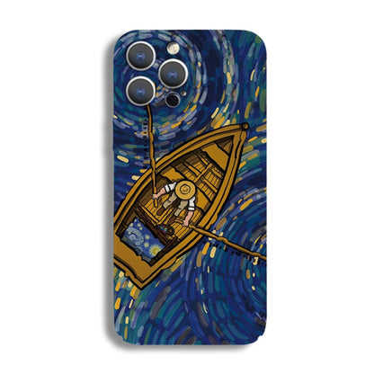 Precise Hole Oil Painting Pattern PC Phone Case, For iPhone 14 Plus, For iPhone 14