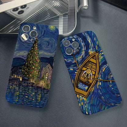 Precise Hole Oil Painting Pattern PC Phone Case, For iPhone 14 Plus, For iPhone 14
