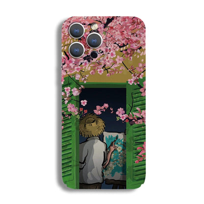 Precise Hole Oil Painting Pattern PC Phone Case, For iPhone 13 Pro, For iPhone 13