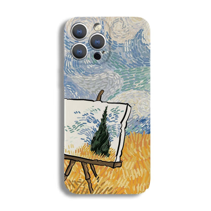 Precise Hole Oil Painting Pattern PC Phone Case, For iPhone 13 Pro, For iPhone 13