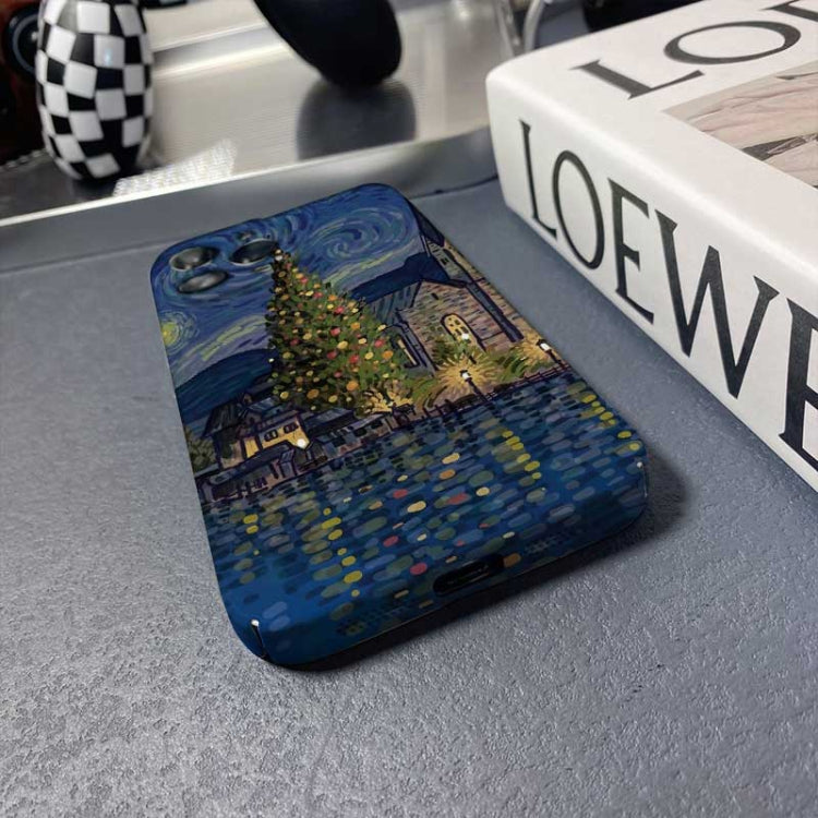 Precise Hole Oil Painting Pattern PC Phone Case, For iPhone 15 Plus, For iPhone 15
