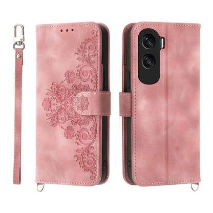 Skin Feel Flowers Embossed Wallet Leather Phone Case, For Honor 90 Pro 5G, For Honor 90 5G, For Honor X50i, For Honor X40i 5G / Play7T Pro