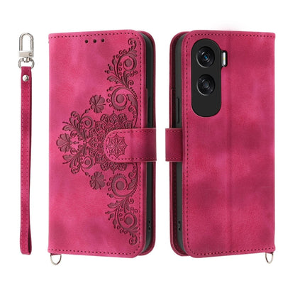 Skin Feel Flowers Embossed Wallet Leather Phone Case, For Honor 90 Pro 5G, For Honor 90 5G, For Honor X50i, For Honor X40i 5G / Play7T Pro