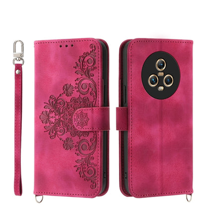 Skin Feel Flowers Embossed Wallet Leather Phone Case, For Honor Magic5 Pro, For Honor Magic5, For Honor X8a 4G, For Honor X9a