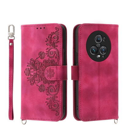 Skin Feel Flowers Embossed Wallet Leather Phone Case, For Honor Magic5 Pro, For Honor Magic5, For Honor X8a 4G, For Honor X9a