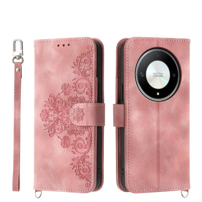 Skin Feel Flowers Embossed Wallet Leather Phone Case, For Honor X8b, For Honor 100 Pro, For Honor 100, For Honor X9b