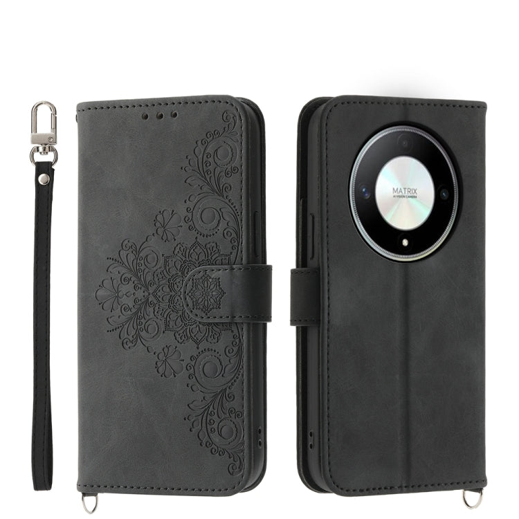 Skin Feel Flowers Embossed Wallet Leather Phone Case, For Honor X9b, For Honor 90 Pro 5G, For Honor 90 5G, For Honor X50i
