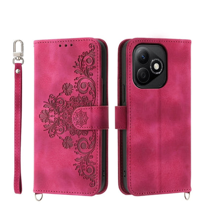 Skin Feel Flowers Embossed Wallet Leather Phone Case, For Honor X60i, For Honor X6b, For Honor 200 Lite Global, For Honor Magic6 Pro