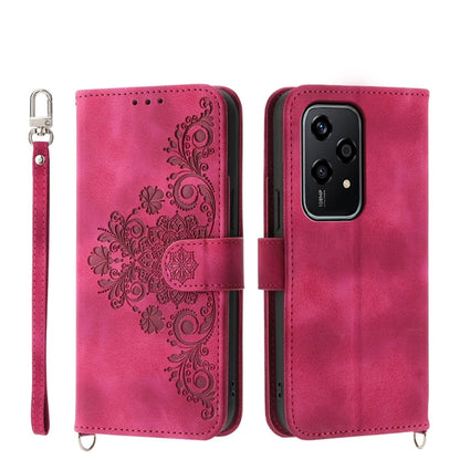 Skin Feel Flowers Embossed Wallet Leather Phone Case, For Honor X60i, For Honor X6b, For Honor 200 Lite Global, For Honor Magic6 Pro
