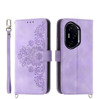 Skin Feel Flowers Embossed Wallet Leather Phone Case, For Honor 400 Global 156.5mm, For Honor X8c 4G, For Honor X9c Global / Magic7 Lite, For Honor 300 Pro / 300 Ultra