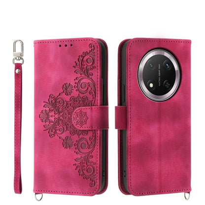 Skin Feel Flowers Embossed Wallet Leather Phone Case, For Honor 400 Global 156.5mm, For Honor X8c 4G, For Honor X9c Global / Magic7 Lite, For Honor 300 Pro / 300 Ultra