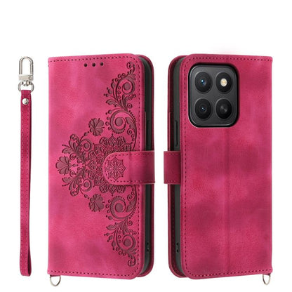 Skin Feel Flowers Embossed Wallet Leather Phone Case, For Honor 400 Global 156.5mm, For Honor X8c 4G, For Honor X9c Global / Magic7 Lite, For Honor 300 Pro / 300 Ultra