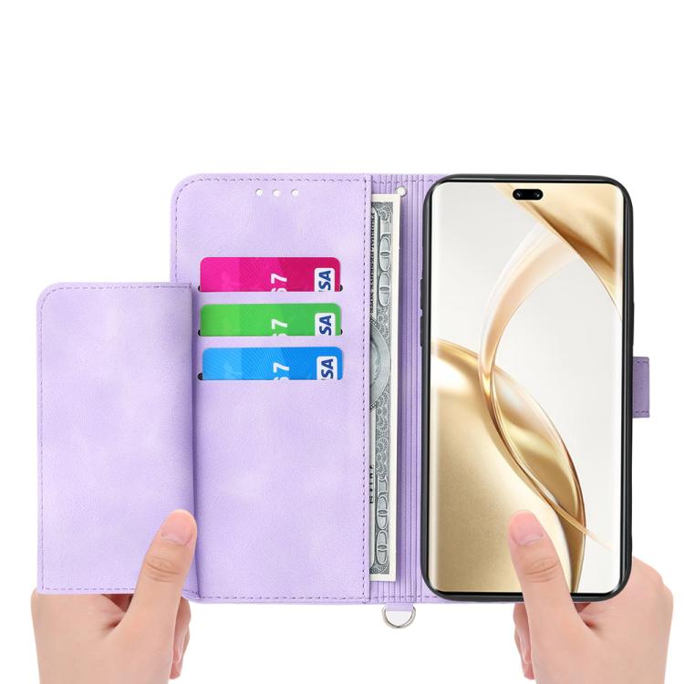 Skin Feel Flowers Embossed Wallet Leather Phone Case, For Honor 400 Lite Global, For Honor 400 Global 156.5mm, For Honor X8c 4G, For Honor X9c Global / Magic7 Lite