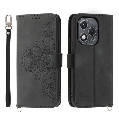 Skin Feel Flowers Embossed Wallet Leather Phone Case, For Honor 400 Lite Global, For Honor 400 Global 156.5mm, For Honor X8c 4G, For Honor X9c Global / Magic7 Lite