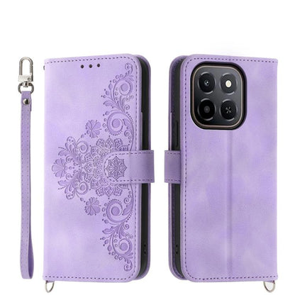 Skin Feel Flowers Embossed Wallet Leather Phone Case, For Honor X9d 5G / X70 5G, For Honor X6c 4G / X5b / X5b Plus, For Honor 400 Pro Global 160.8mm, For Honor 400 Lite Global