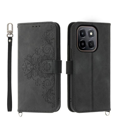 Skin Feel Flowers Embossed Wallet Leather Phone Case, For Honor X9d 5G / X70 5G, For Honor X6c 4G / X5b / X5b Plus, For Honor 400 Pro Global 160.8mm, For Honor 400 Lite Global