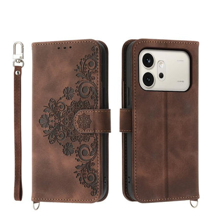 Skin Feel Flowers Embossed Wallet Leather Phone Case, For Honor 600 Global / 600 Pro Global, For Honor X9d 5G / X70 5G, For Honor X6c 4G / X5b / X5b Plus, For Honor 400 Pro Global 160.8mm
