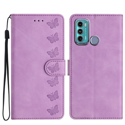 Seven Butterflies Embossed Leather Phone Case, For Motorola Moto G31, For Motorola Moto G60, For Motorola Moto G10, For Motorola Moto G50