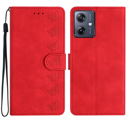 Seven Butterflies Embossed Leather Phone Case, For Motorola Edge 50 Pro, For Motorola Edge 50 Fusion, For Motorola Moto G84 5G, For Motorola Moto G54 5G