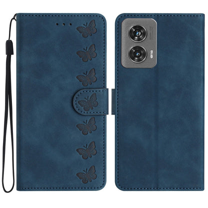 Seven Butterflies Embossed Leather Phone Case, For Motorola Edge 50 Pro, For Motorola Edge 50 Fusion, For Motorola Moto G84 5G, For Motorola Moto G54 5G
