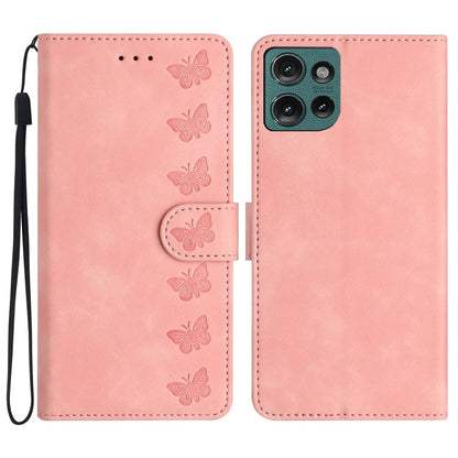 Seven Butterflies Embossed Leather Phone Case, For Motorola Moto E15, For Motorola Moto G05, For Motorola Moto G15, For Motorola Edge 50 5G