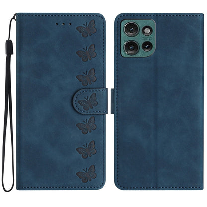 Seven Butterflies Embossed Leather Phone Case, For Motorola Moto E15, For Motorola Moto G05, For Motorola Moto G15, For Motorola Edge 50 5G