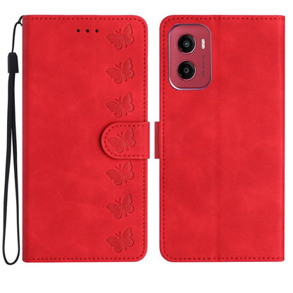 Seven Butterflies Embossed Leather Phone Case, For Motorola Moto E15, For Motorola Moto G05, For Motorola Moto G15, For Motorola Edge 50 5G