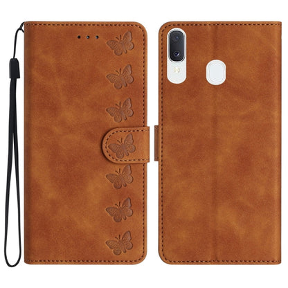 Seven Butterflies Embossed Leather Phone Case, For Samsung Galaxy S24 5G, For Samsung Galaxy A20e, For Samsung Galaxy A20s, For Samsung Galaxy A22 4G