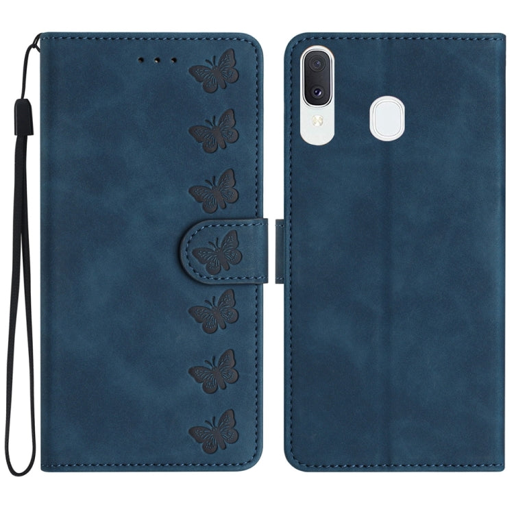 Seven Butterflies Embossed Leather Phone Case, For Samsung Galaxy S24 5G, For Samsung Galaxy A20e, For Samsung Galaxy A20s, For Samsung Galaxy A22 4G