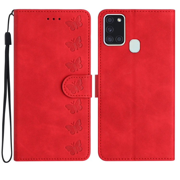 Seven Butterflies Embossed Leather Phone Case, For Samsung Galaxy S24 5G, For Samsung Galaxy A20e, For Samsung Galaxy A20s, For Samsung Galaxy A22 4G